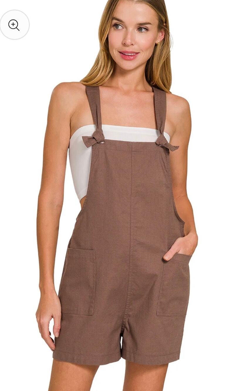 Zenana Cotton Shorts overalls Romper